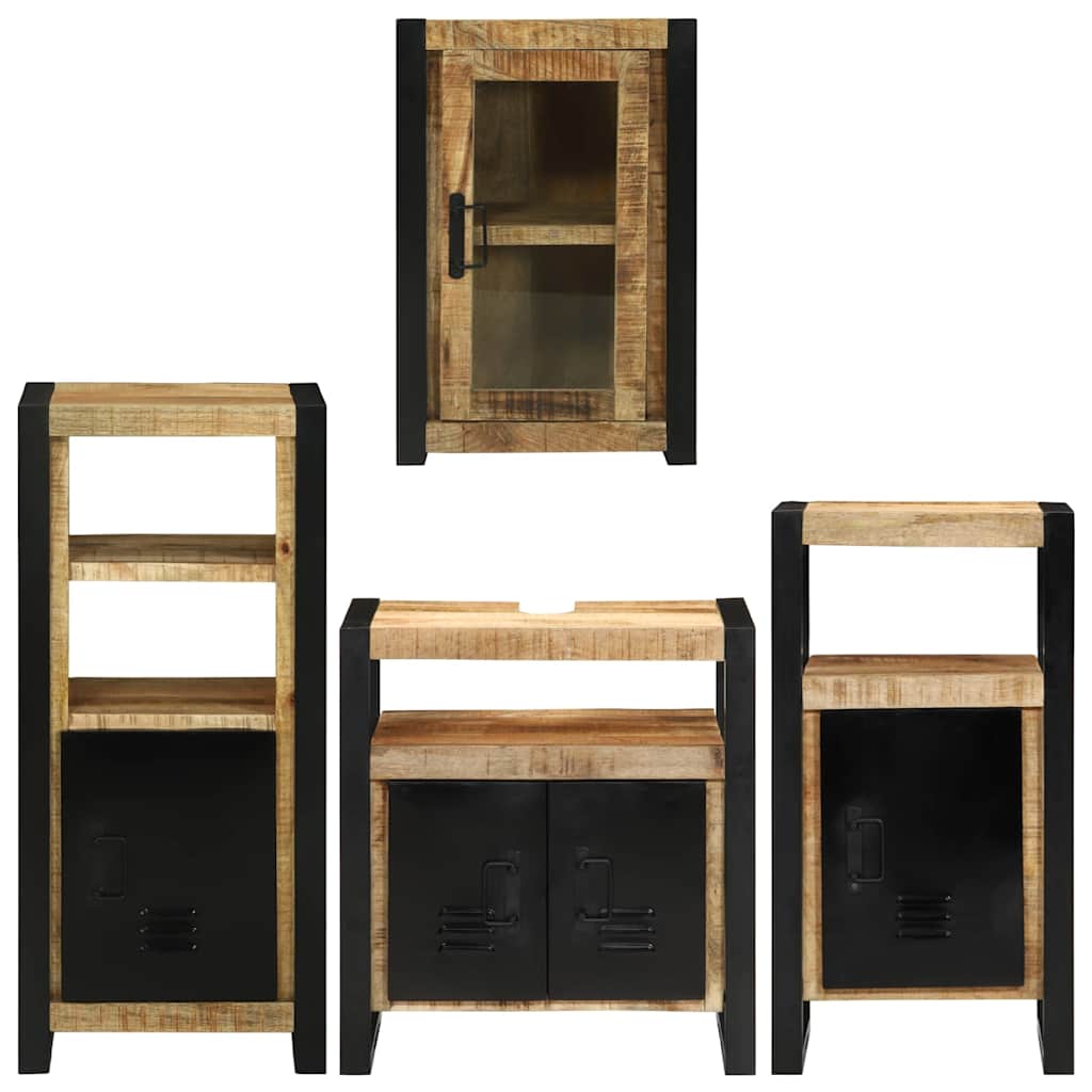 Badezimmermöbel-Set mit Regal 4 pcs Braun Massivholz Mango