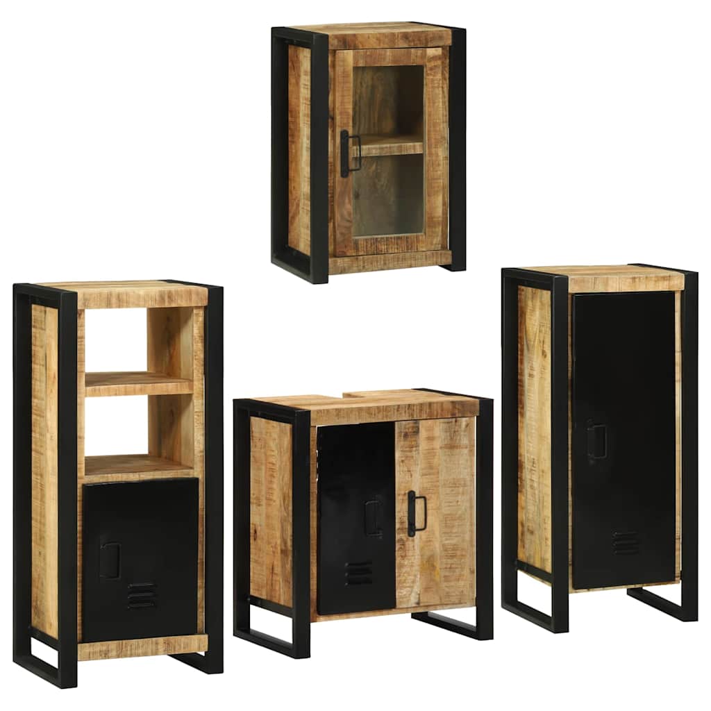 Badezimmermöbel-Set mit Regal 4 pcs Braun Massivholz Mango