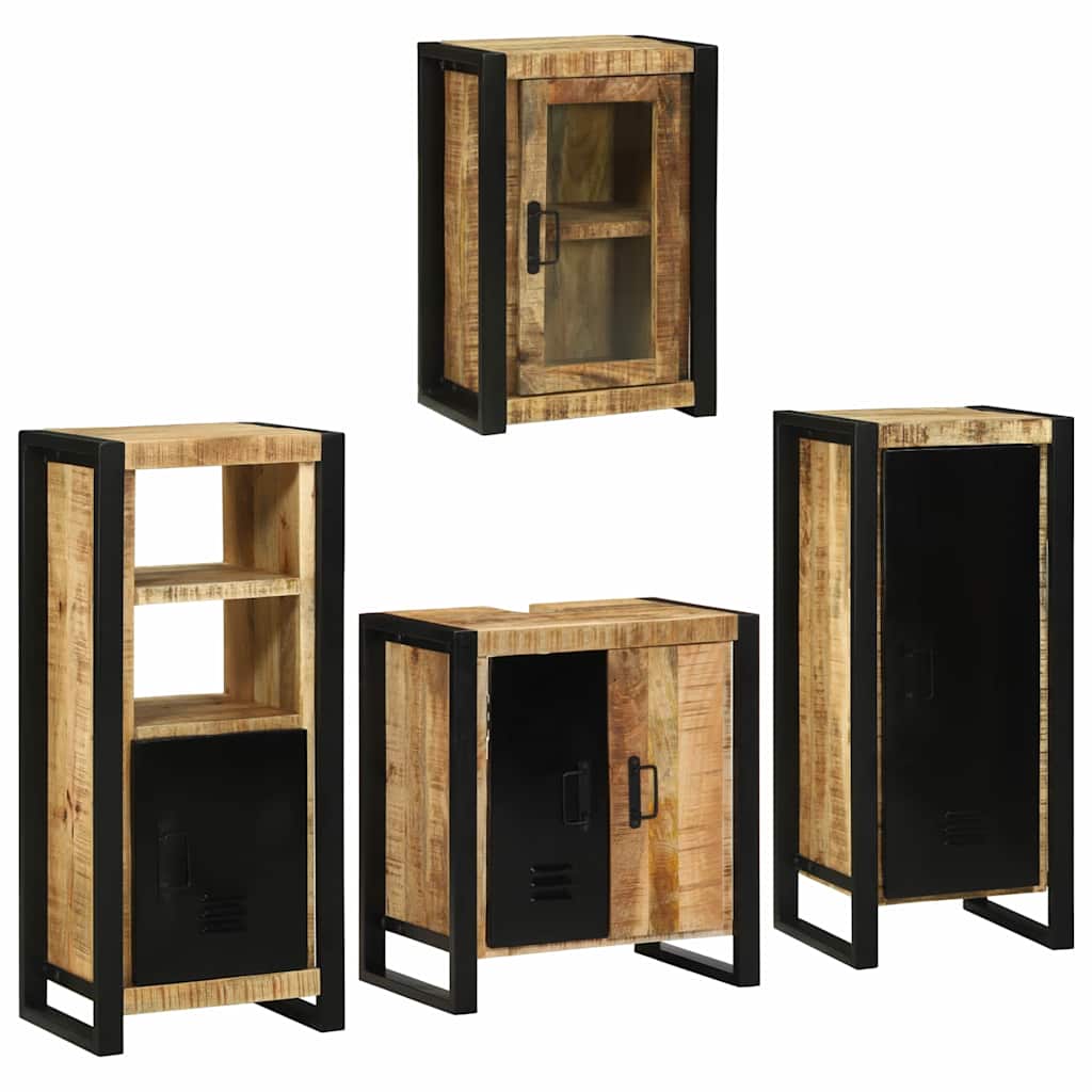 Badezimmermöbel-Set mit Regal 4 pcs Braun Massivholz Mango