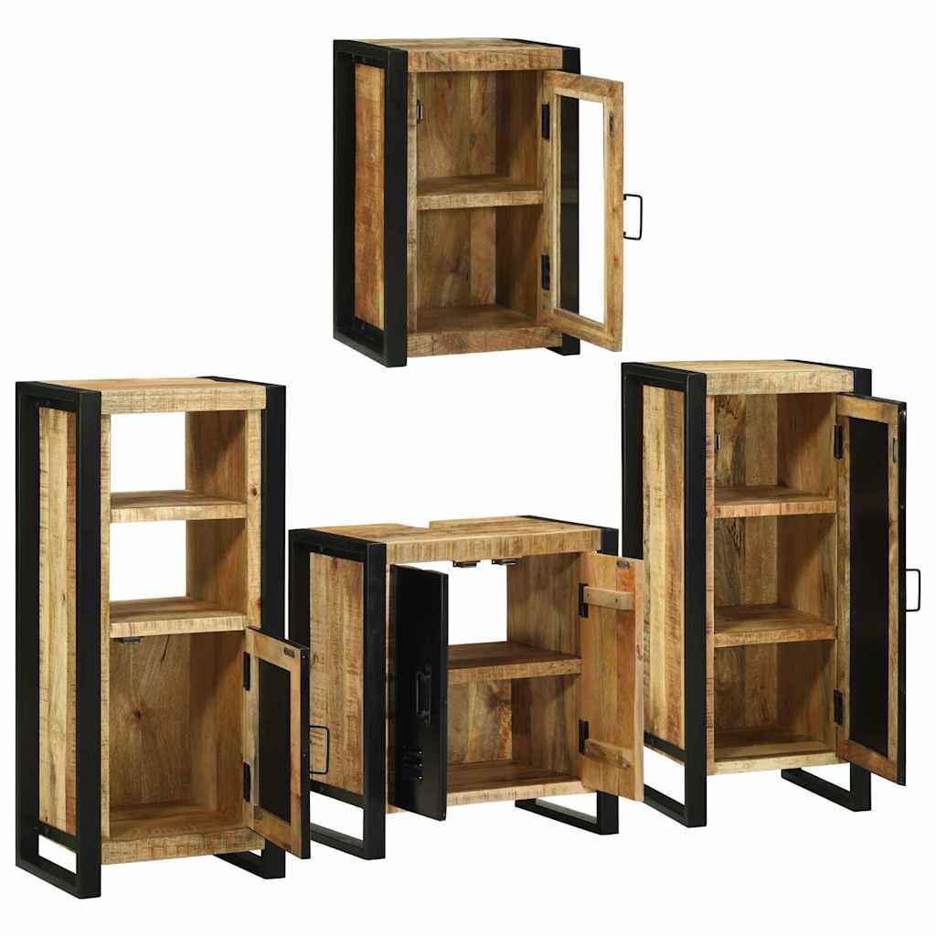 Badezimmermöbel-Set mit Regal 4 pcs Braun Massivholz Mango