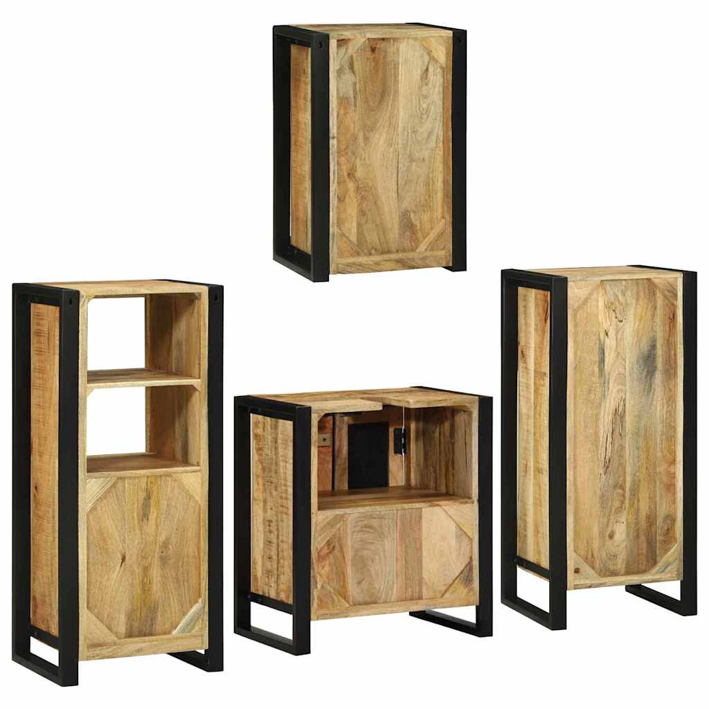 Badezimmermöbel-Set mit Regal 4 pcs Braun Massivholz Mango