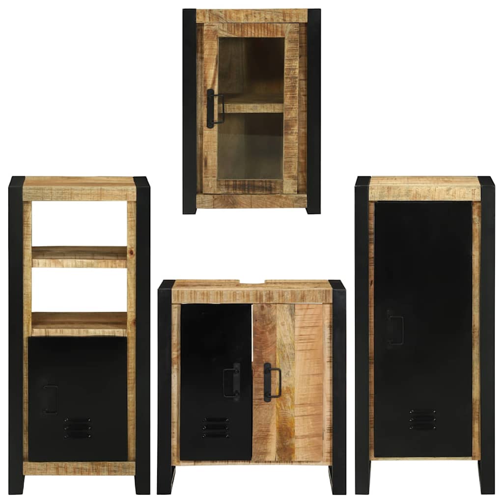 Badezimmermöbel-Set mit Regal 4 pcs Braun Massivholz Mango