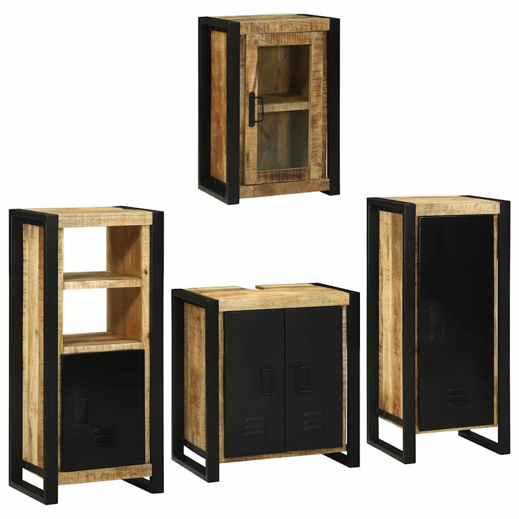 Badezimmermöbel-Set mit Regal 4 pcs Braun Massivholz Mango