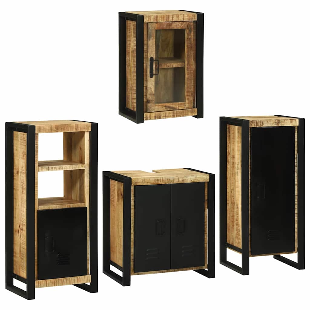 Badezimmermöbel-Set mit Regal 4 pcs Braun Massivholz Mango