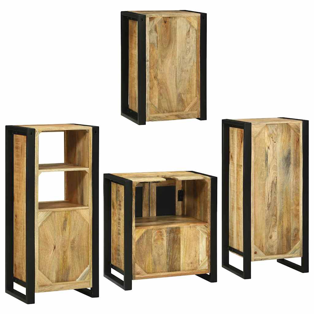 Badezimmermöbel-Set mit Regal 4 pcs Braun Massivholz Mango