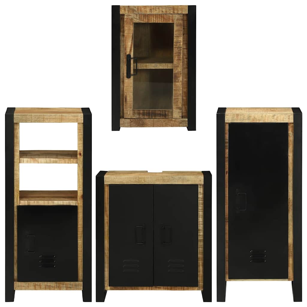 Badezimmermöbel-Set mit Regal 4 pcs Braun Massivholz Mango