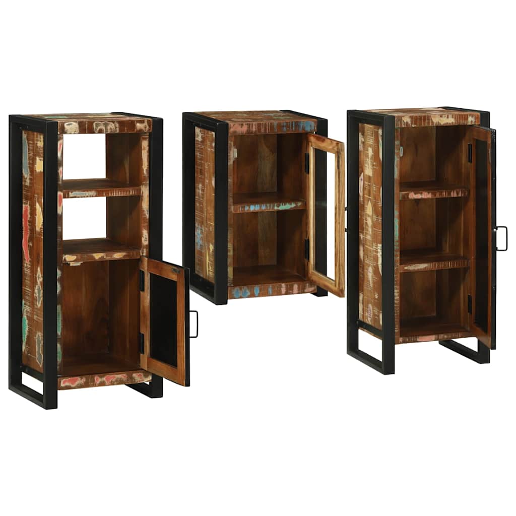 Badezimmermöbel-Set mit Regal 3 pcs Mehrfarbig Massives Altholz