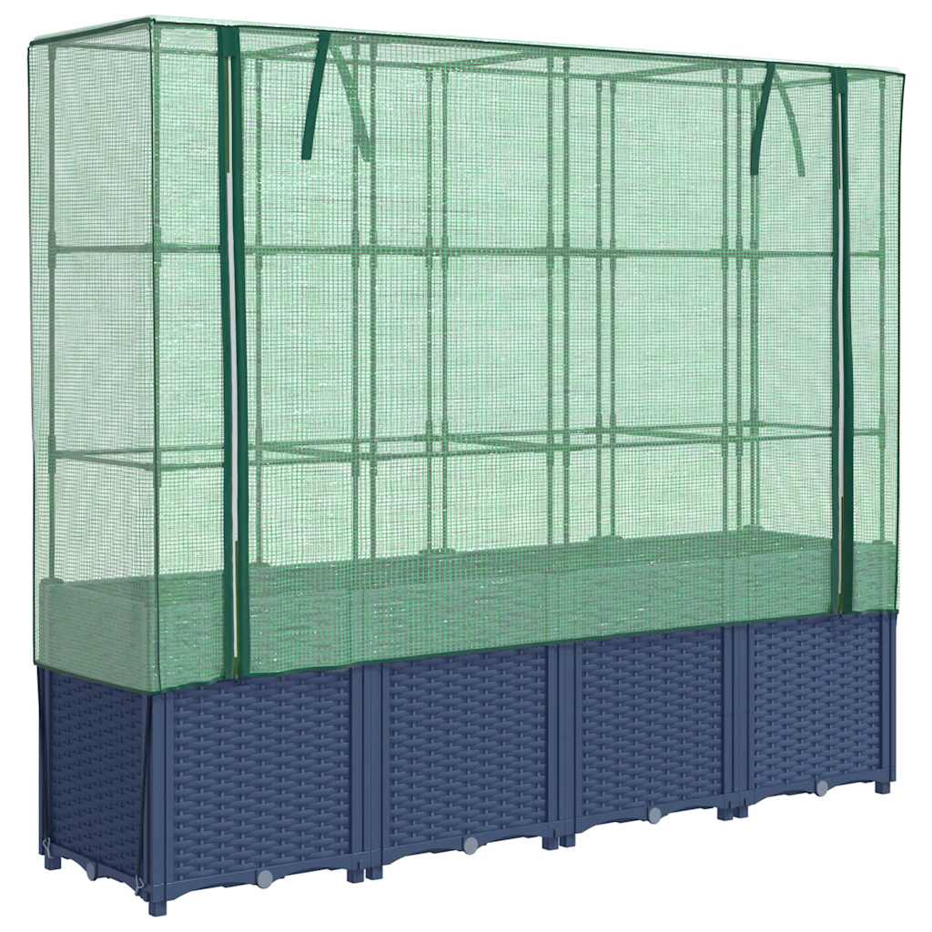 Hochbeet mit Gewächshausabdeckung Rattanoptik 160x40x153 cm