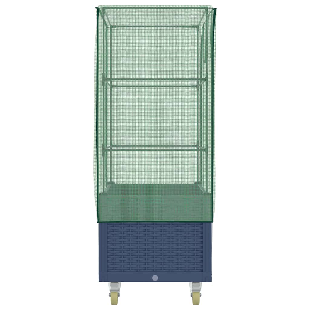 Hochbeet mit Aufsatz und Rollen Rattan-Optik 80x50x182 cm