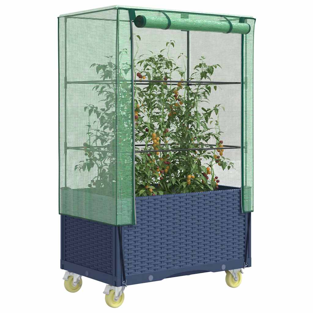 Hochbeet mit Aufsatz und Rollen Rattan-Optik 80x50x182 cm
