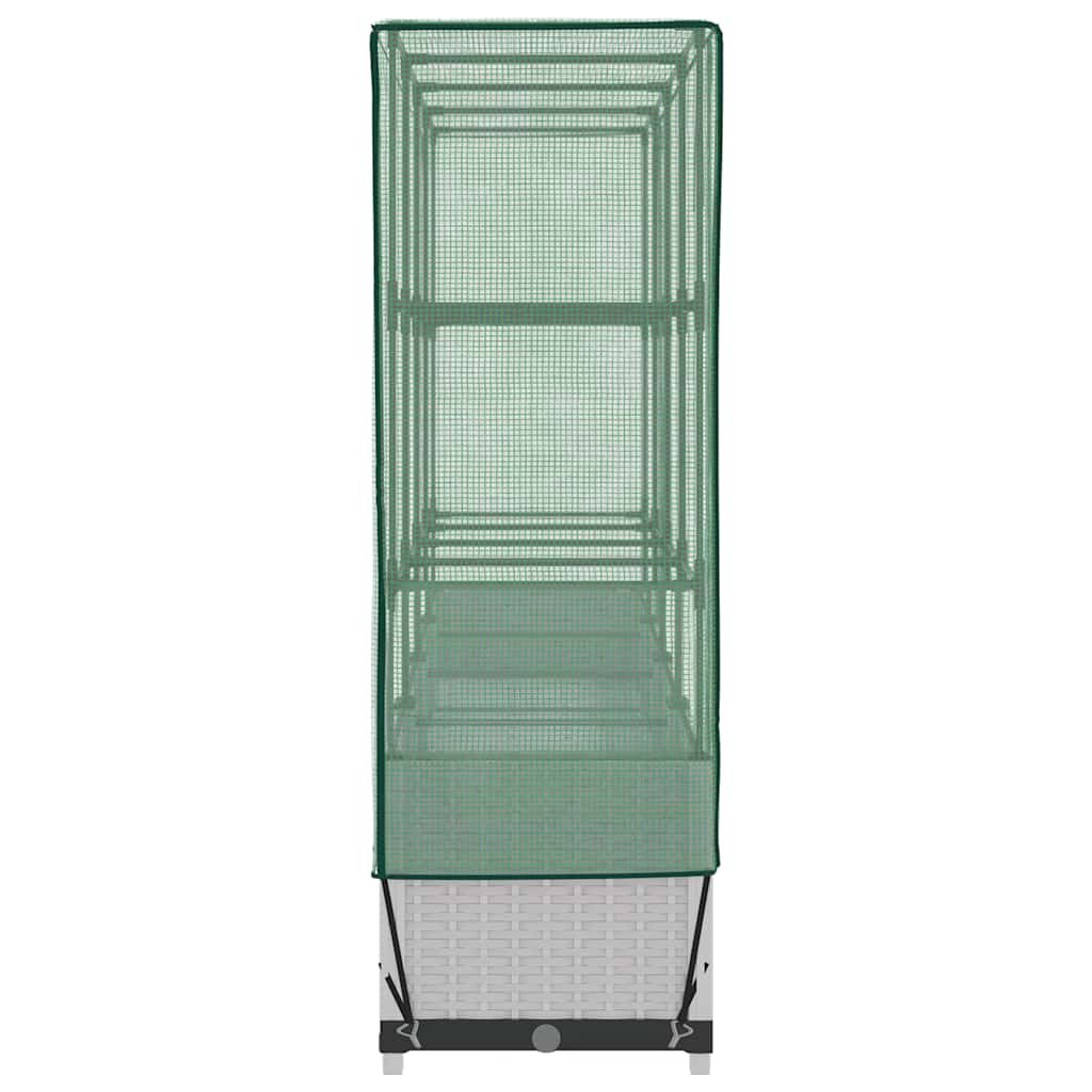 Hochbeet mit Gewächshaus-Aufsatz Rattan-Optik 160x40x138 cm