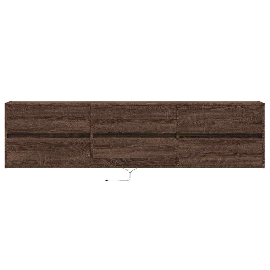 TV-Wandschrank mit LED Braun Eichen-Optik 180x31x45 cm