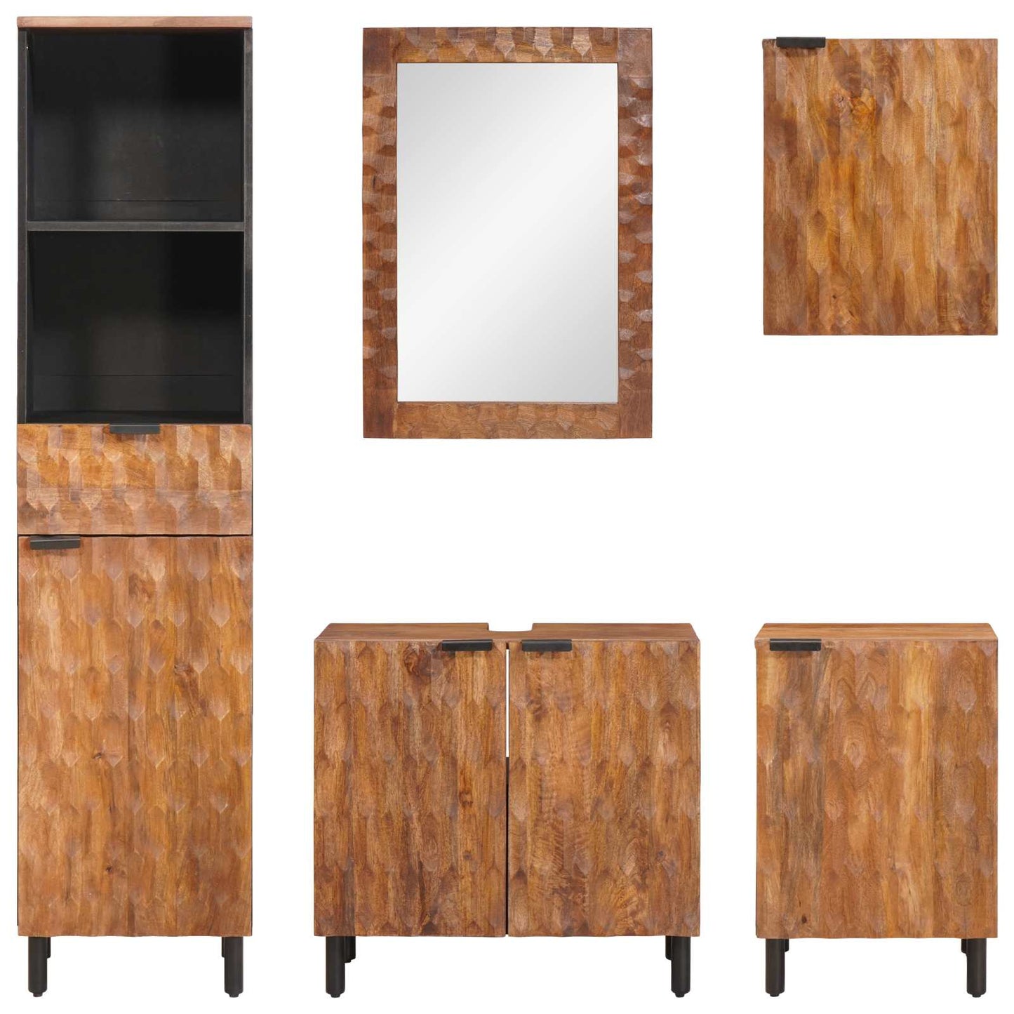 Badezimmer Sets 5 pcs Akazie Braun Winish Massivholz Mango