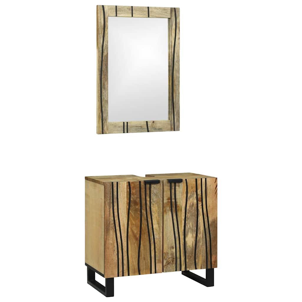 Badezimmermöbel-Set mit Regal mit Tür 2 pcs Braun Holzwerkstoff