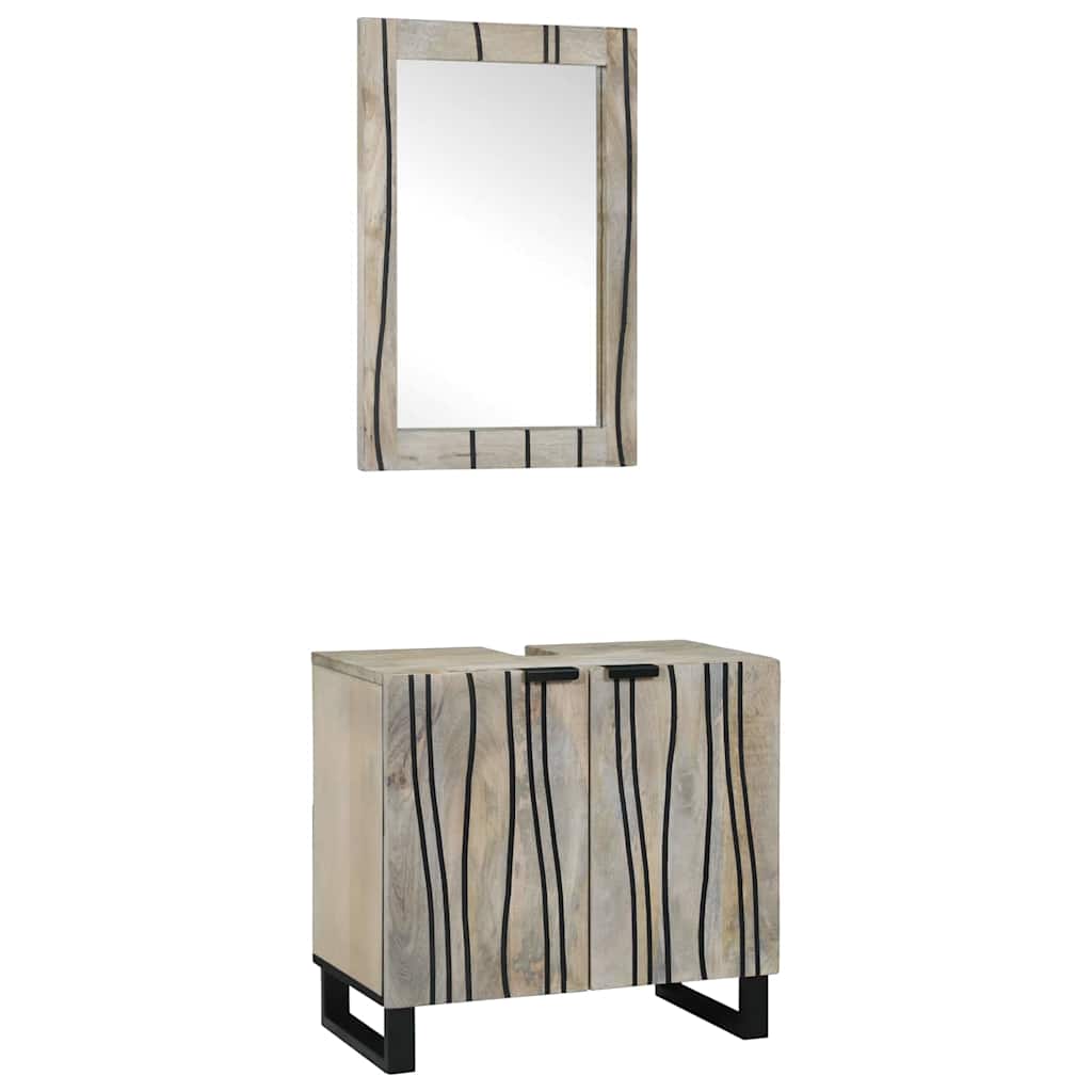 Badezimmermöbel-Set mit Regal mit Tür 2 pcs Weiß Holzwerkstoff