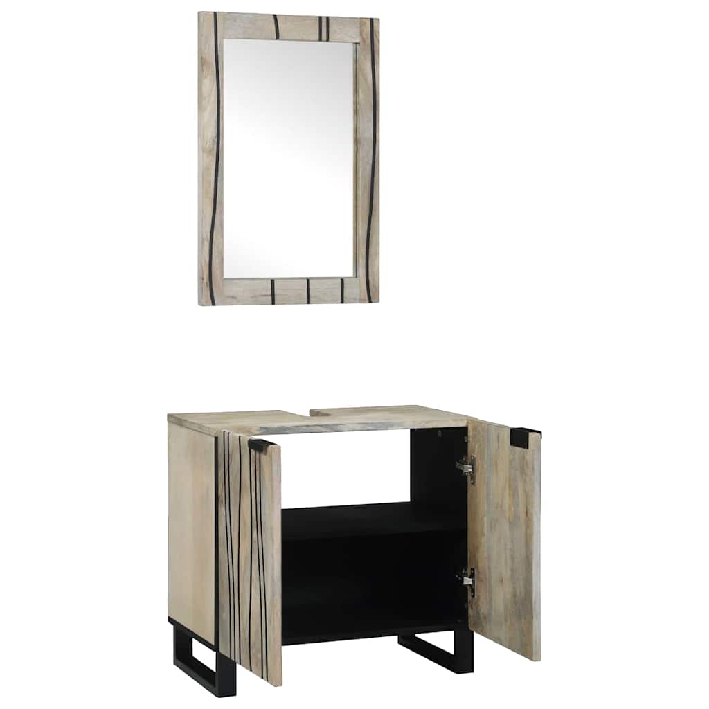 Badezimmermöbel-Set mit Regal mit Tür 2 pcs Weiß Holzwerkstoff