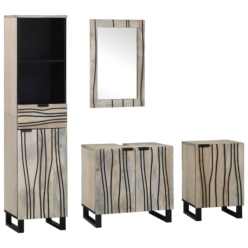 Badezimmermöbel-Set mit Regal 4 pcs Walnussbraun Holzwerkstoff