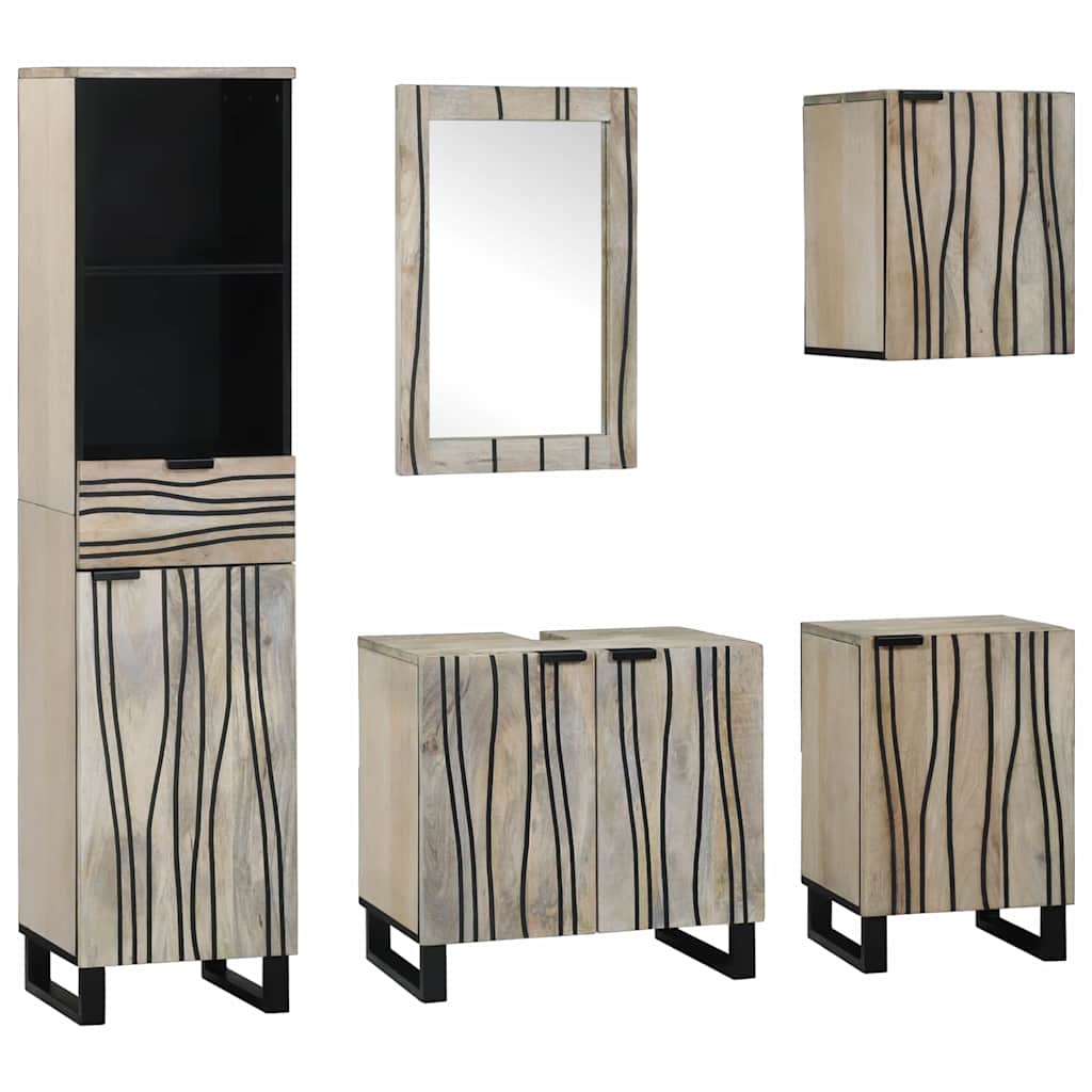 Badezimmermöbel-Set mit Regal 5 pcs Walnussbraun Holzwerkstoff