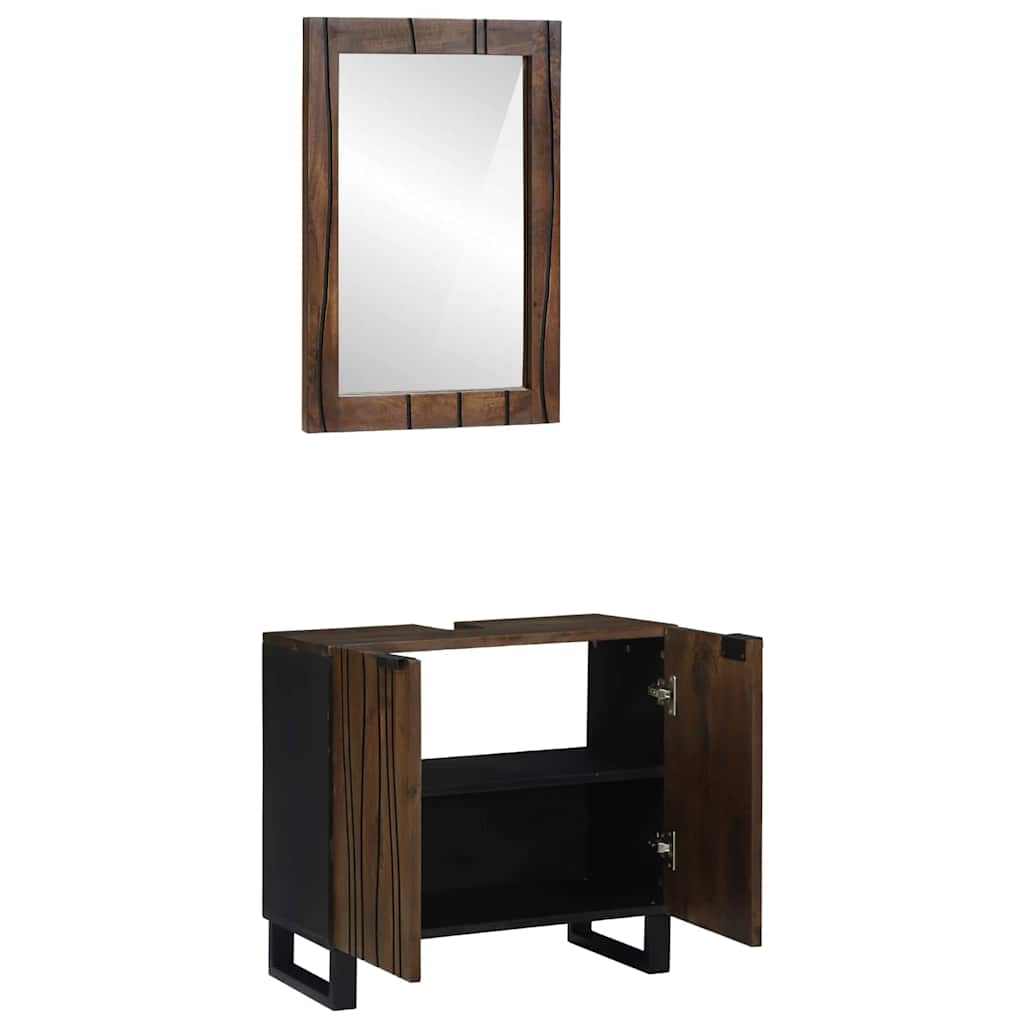 Badezimmermöbel-Set mit Regal 2 pcs Walnussbraun Holzwerkstoff