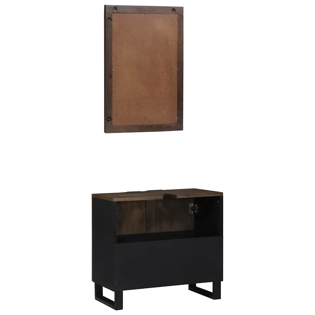 Badezimmermöbel-Set mit Regal 2 pcs Walnussbraun Holzwerkstoff