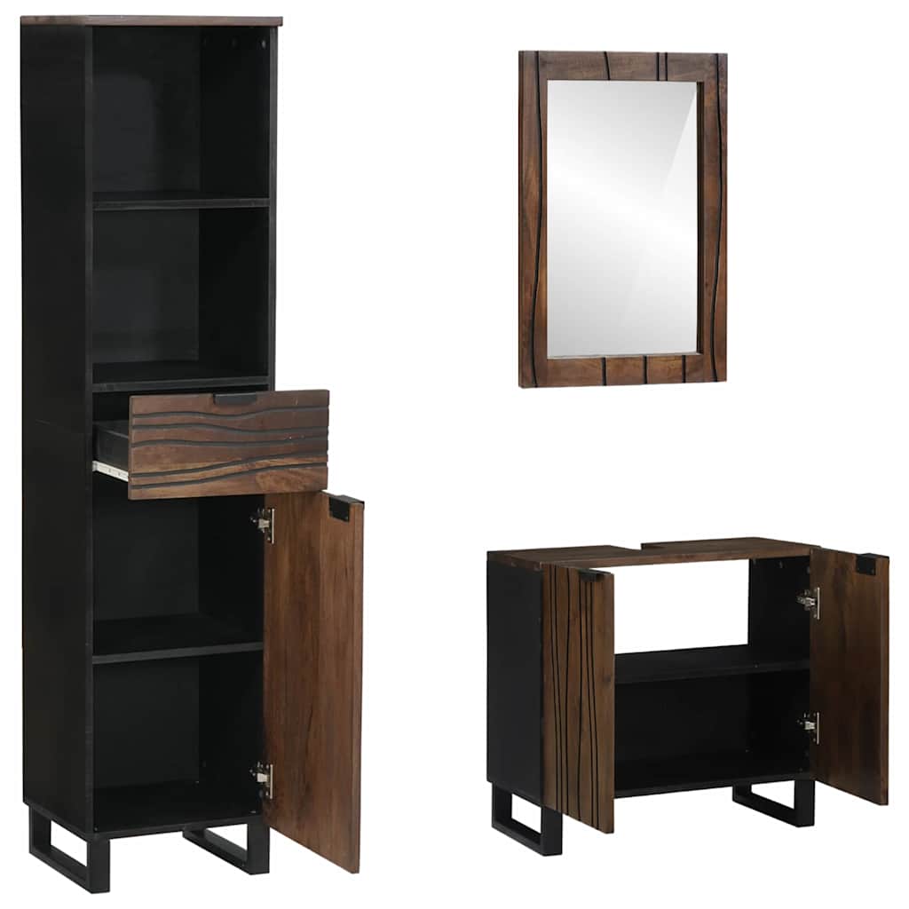Badezimmermöbel-Set mit Regal 3 pcs Walnussbraun Holzwerkstoff