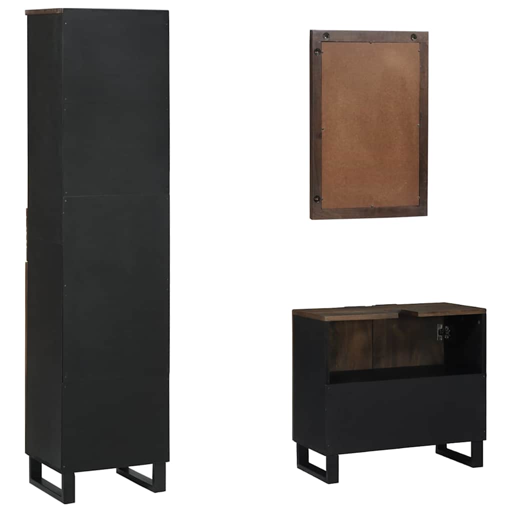 Badezimmermöbel-Set mit Regal 3 pcs Walnussbraun Holzwerkstoff