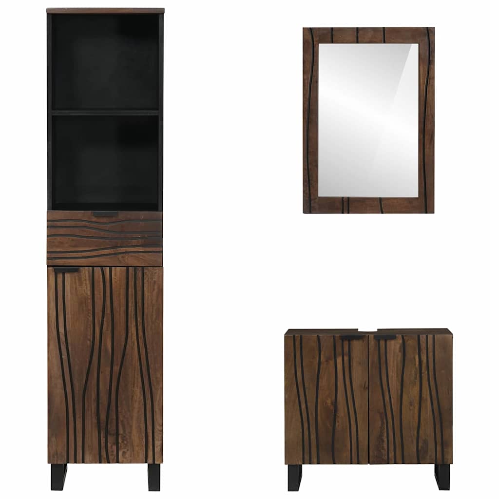 Badezimmermöbel-Set mit Regal 3 pcs Walnussbraun Holzwerkstoff