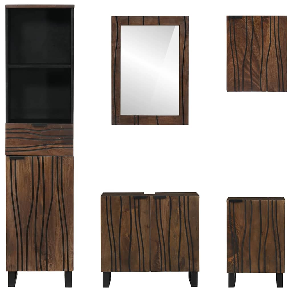 Badezimmermöbel-Set mit Schubladen 5 pcs Weiß Holzwerkstoff