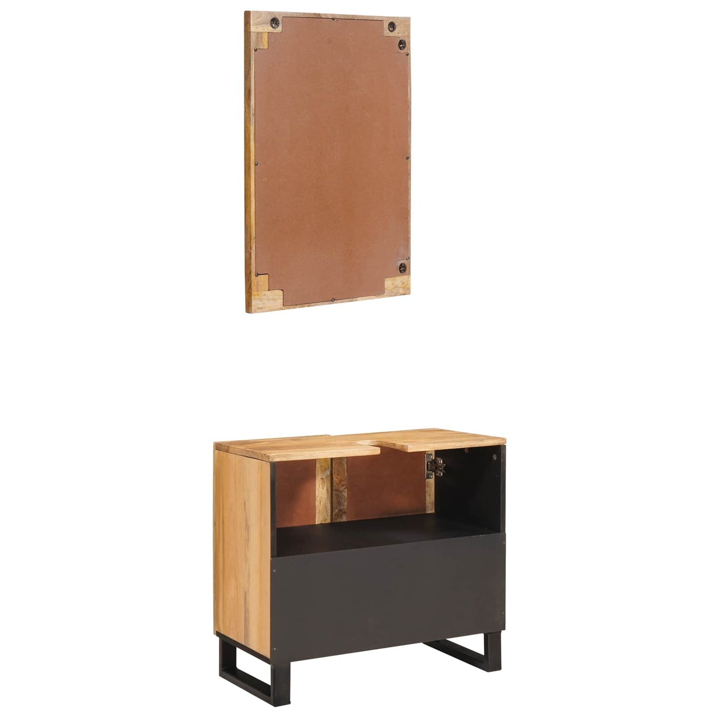 Badezimmer Sets mit Speicher 2 pcs Braun Massivholz Mango