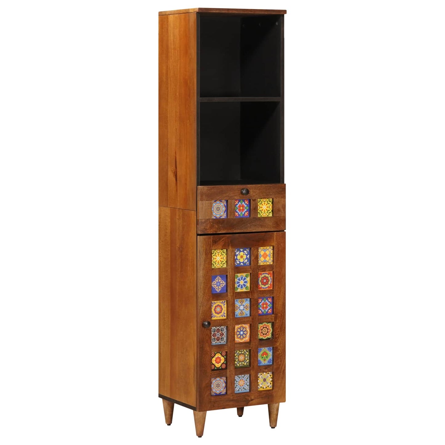 Badezimmermöbel-Set mit Regal 3 pcs Walnuss Massivholz Mango