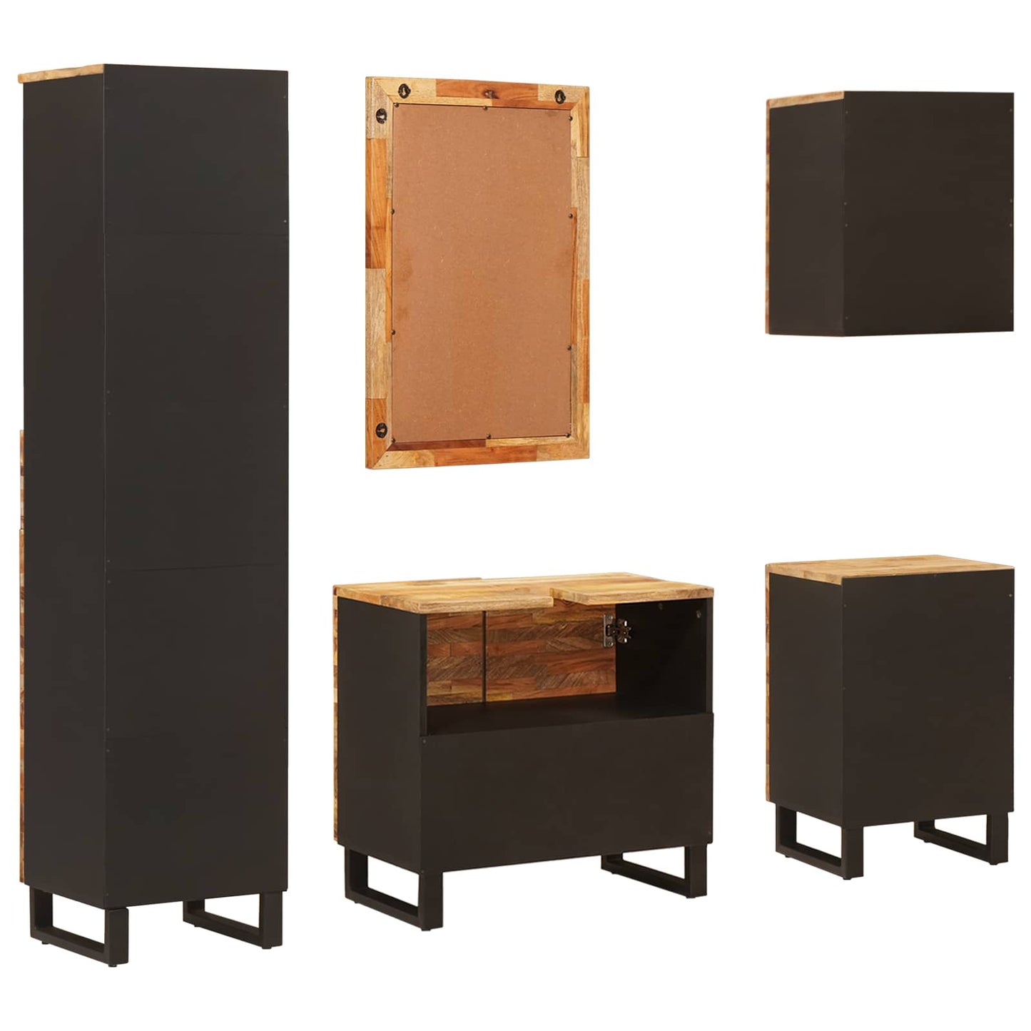Badezimmer Sets mit Schubladen 5 pcs Natur Massivholz Mango