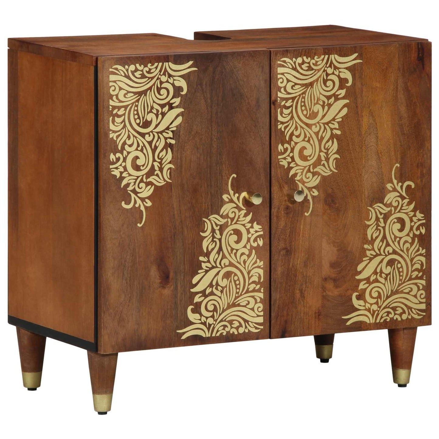 Badezimmerschrank-Set mit Tür 3 pcs Honigbraun Massivholz Mango
