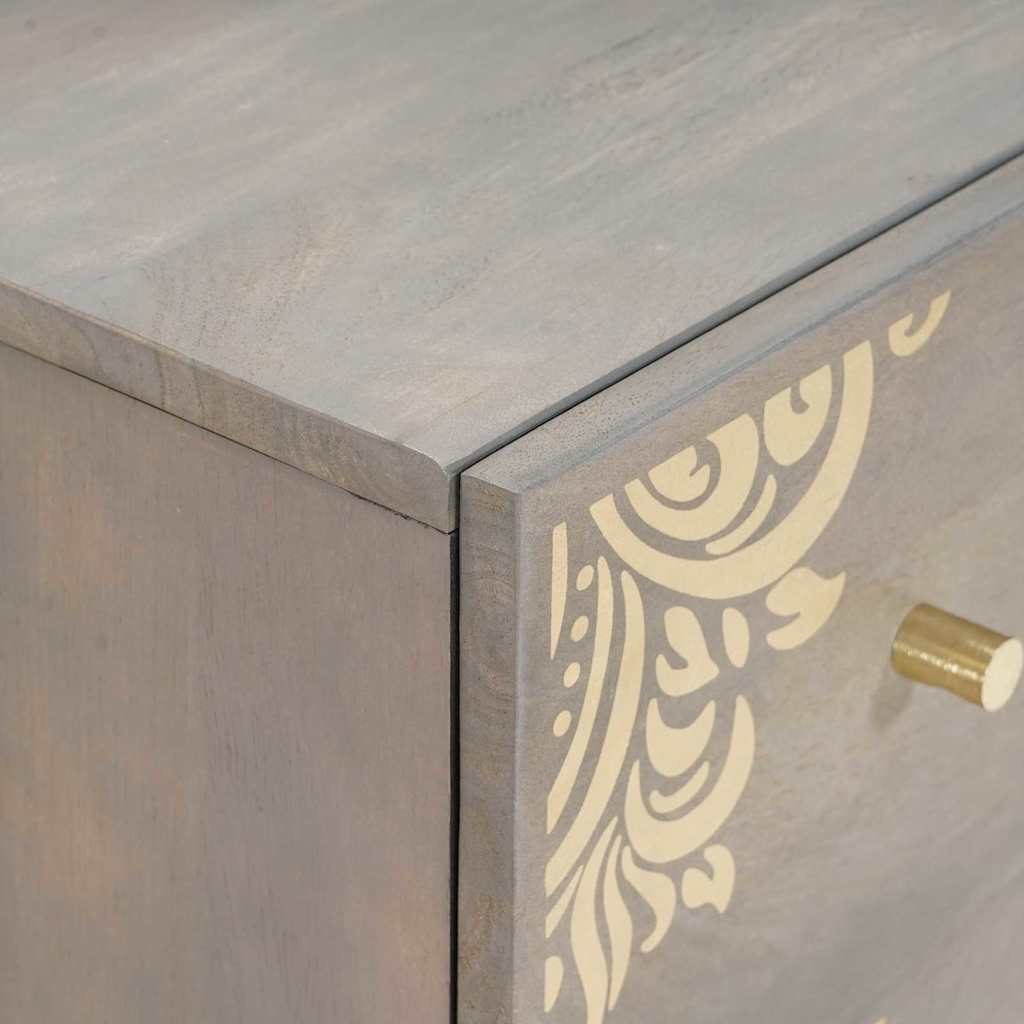 Badezimmerschrank-Set Wandmontiert 3 pcs Grau Massivholz Mango