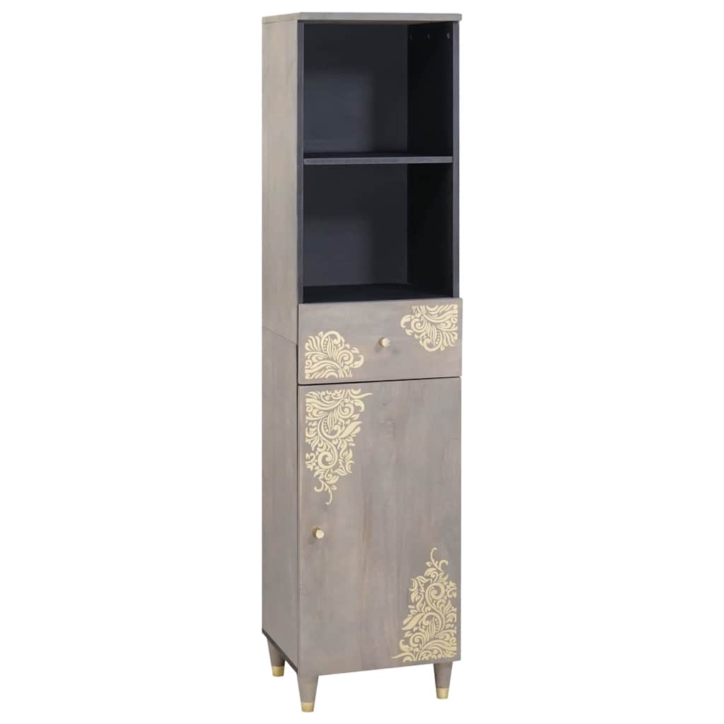 Badezimmerschrank-Set Wandmontiert 5 pcs Grau Massivholz Mango