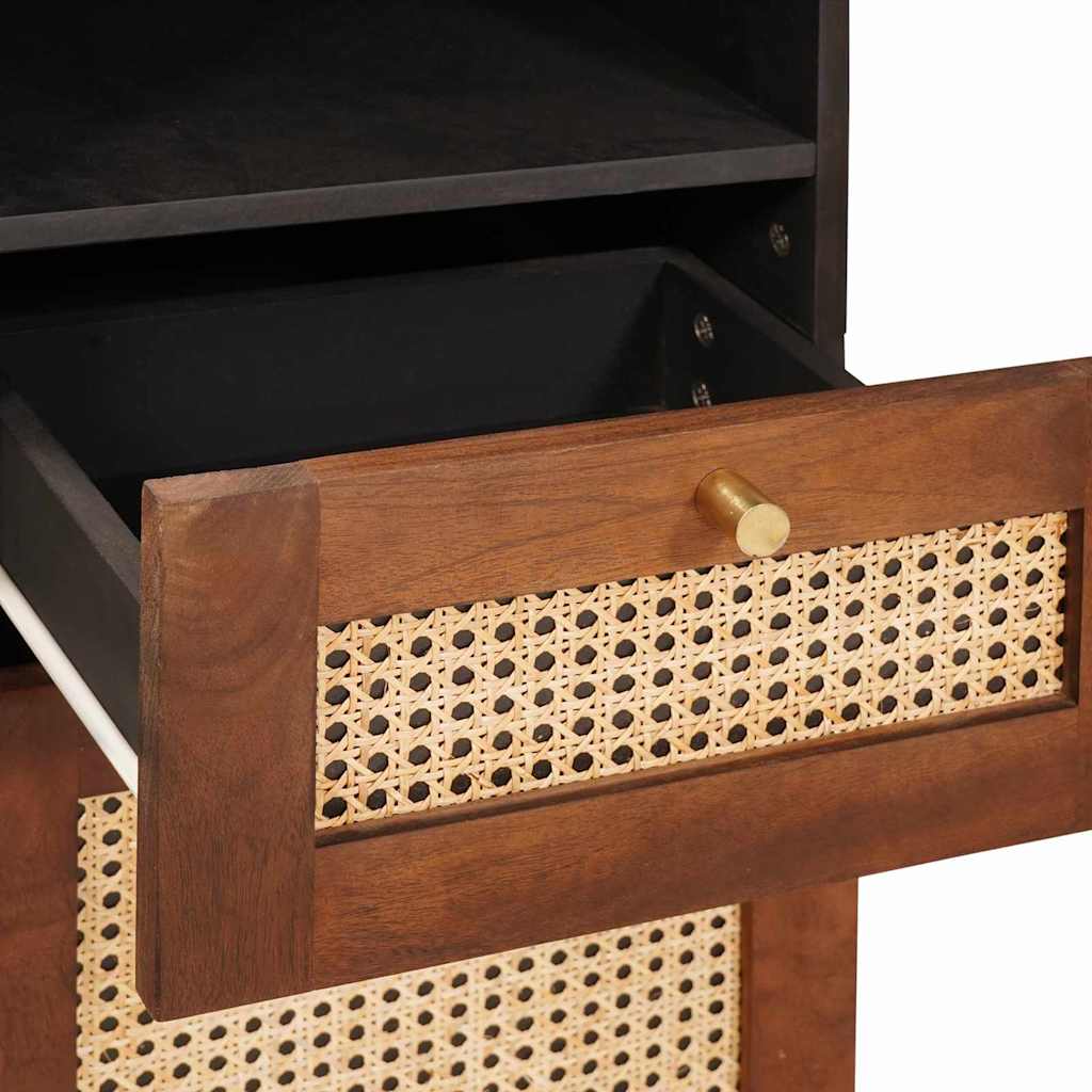 Badezimmerschrank 4 pcs Braun und Schwarz Massivholz Mango