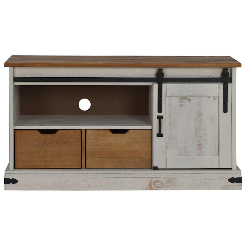 TV-Schrank HALDEN mit Schiebetür Weiß 110x40x60 cm Massivholz