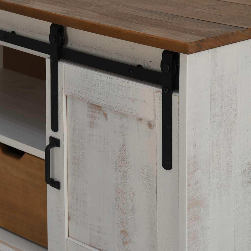 TV-Schrank HALDEN mit Schiebetür Weiß 110x40x60 cm Massivholz