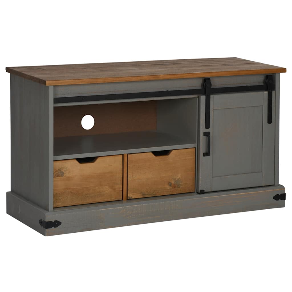 TV-Schrank HALDEN mit Schiebetür Grau 110x40x60 cm Massivholz