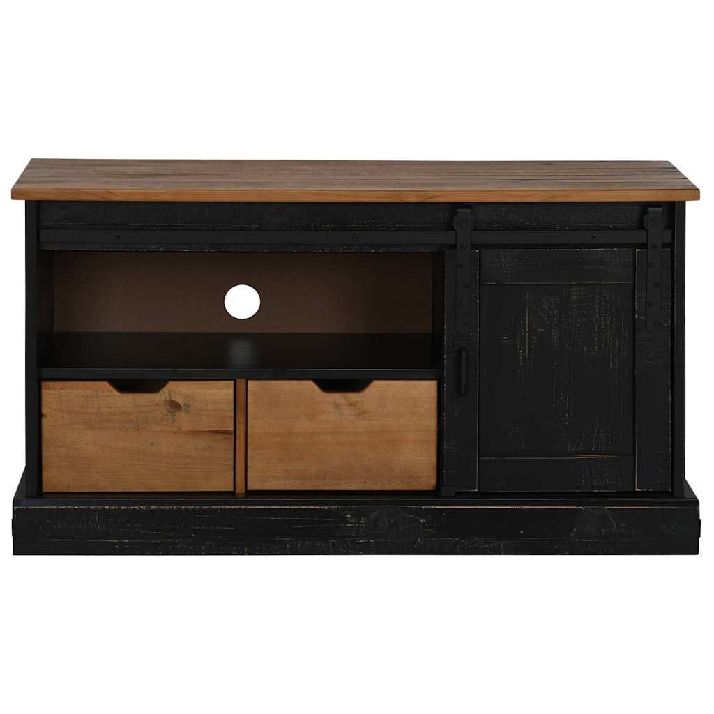 TV-Schrank HALDEN mit Schiebetür Schwarz 110x40x60cm Massivholz