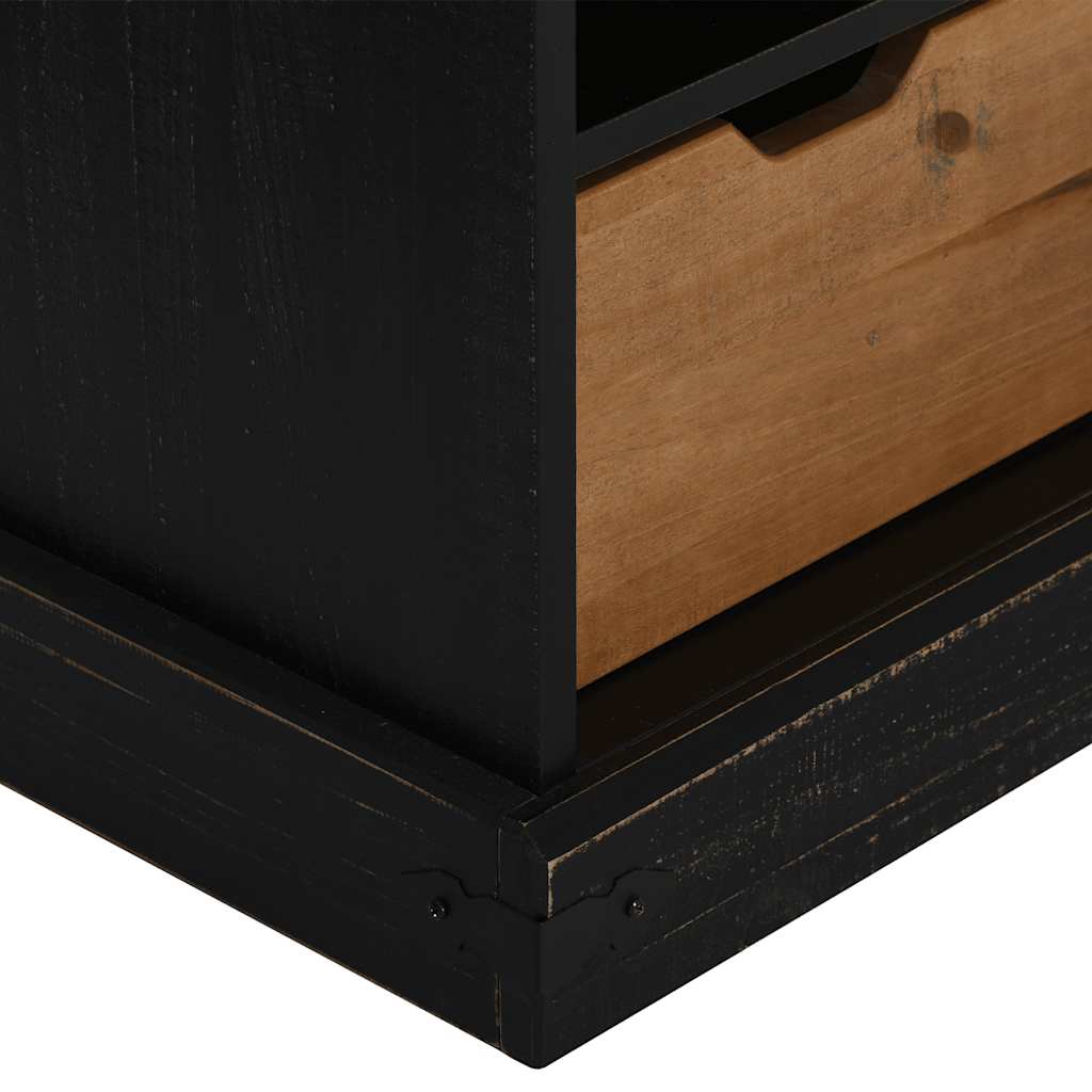 TV-Schrank HALDEN mit Schiebetür Schwarz 110x40x60cm Massivholz
