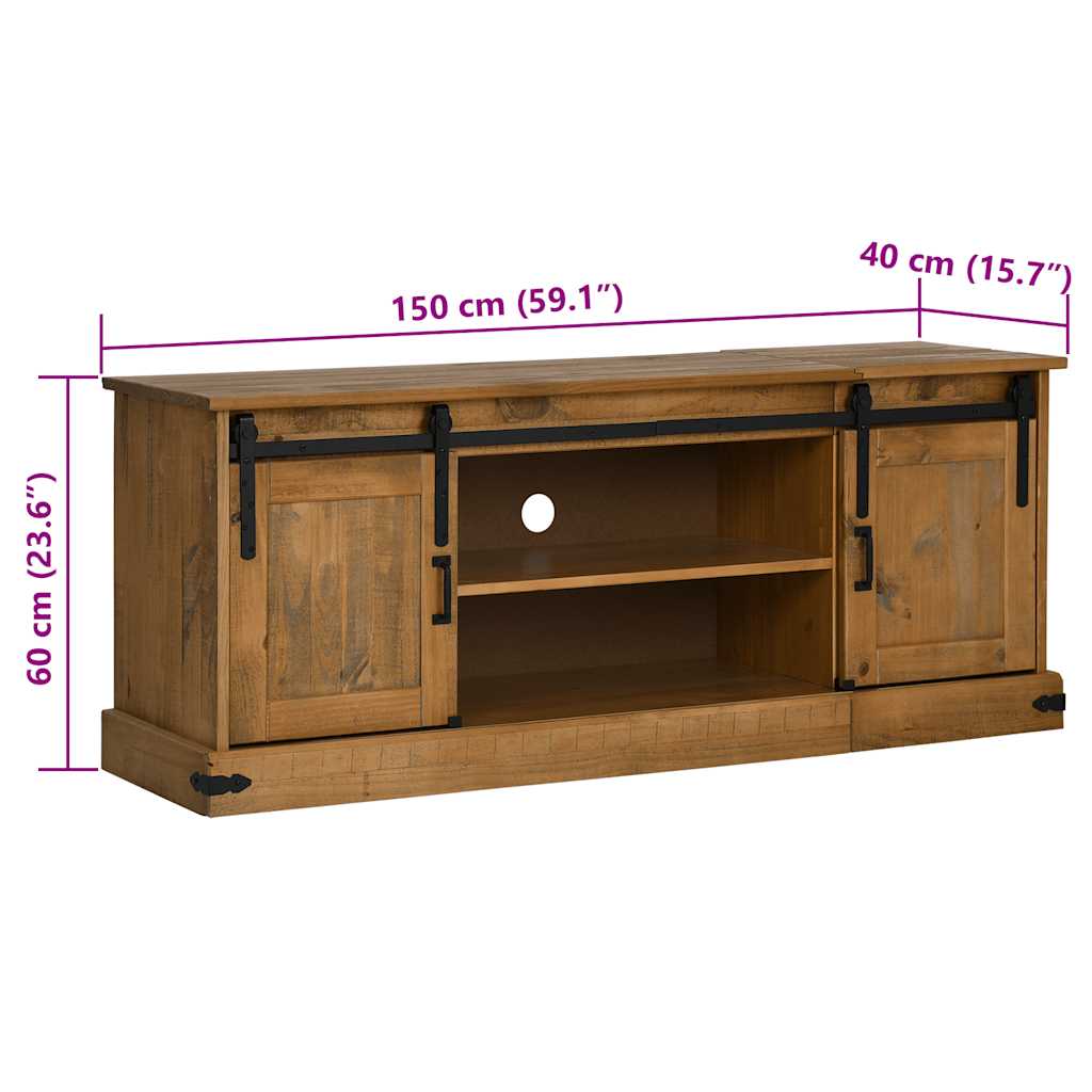 TV-Schrank HALDEN 2 Schiebetüren 150x40x60 cm Massivholz