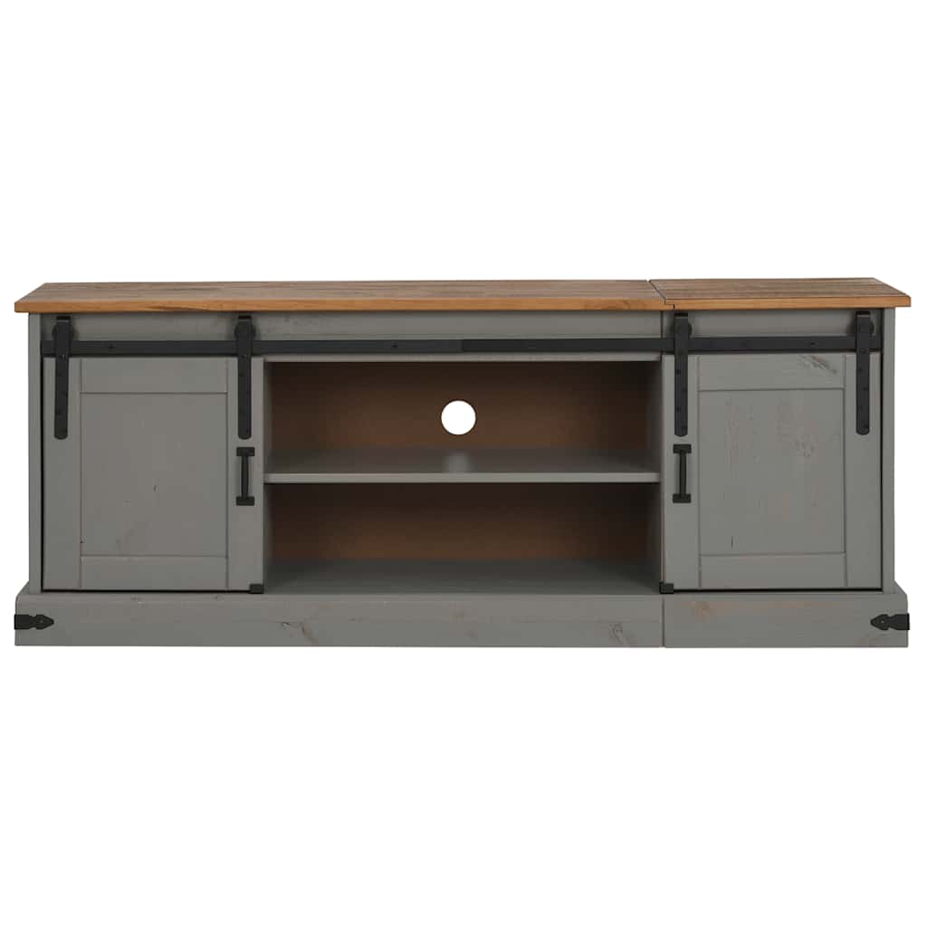 TV-Schrank HALDEN 2 Schiebetüren Grau 150x40x60 cm Massivholz