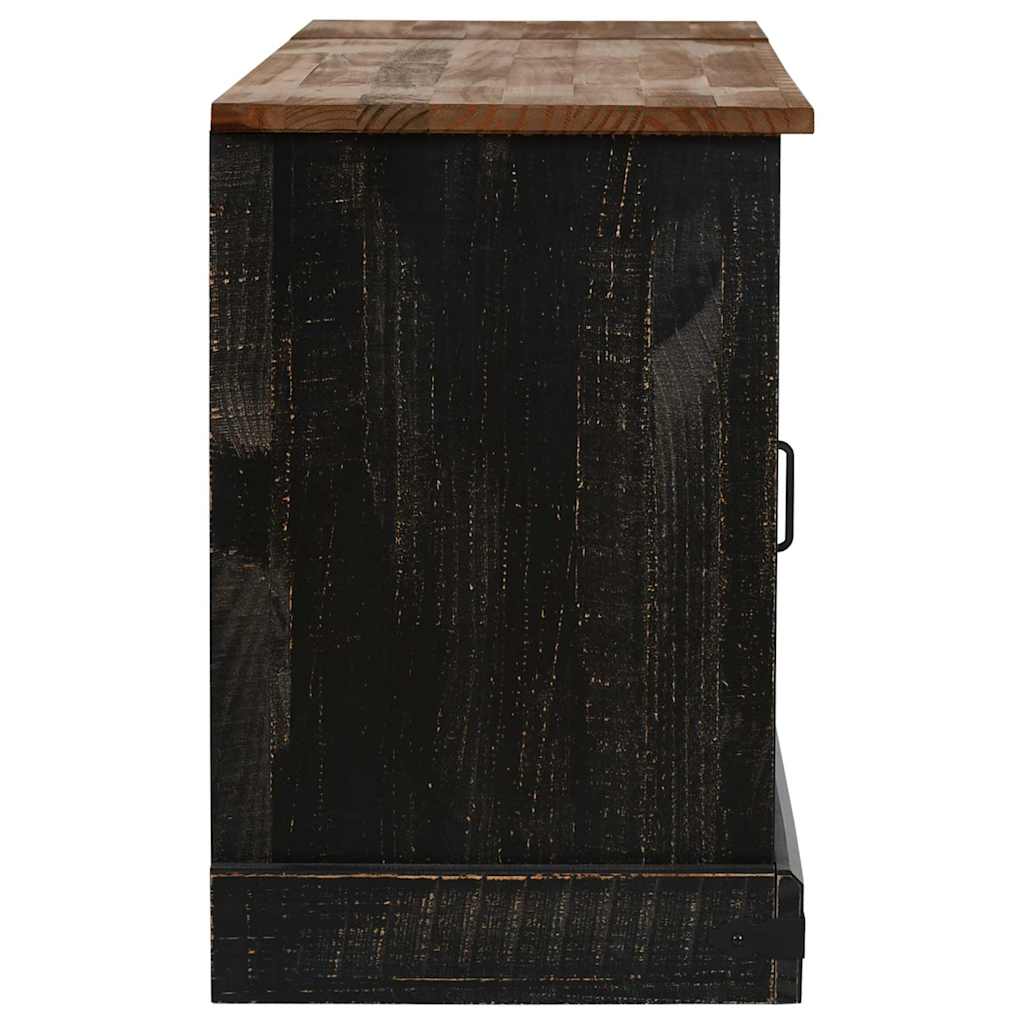 TV-Schrank HALDEN 2 Schiebetüren Schwarz 150x40x60cm Massivholz