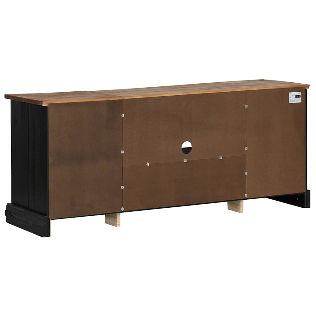 TV-Schrank HALDEN 2 Schiebetüren Schwarz 150x40x60cm Massivholz