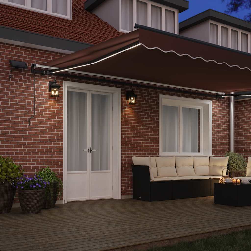 Markise Manuell mit LEDs Braun 500x300 cm