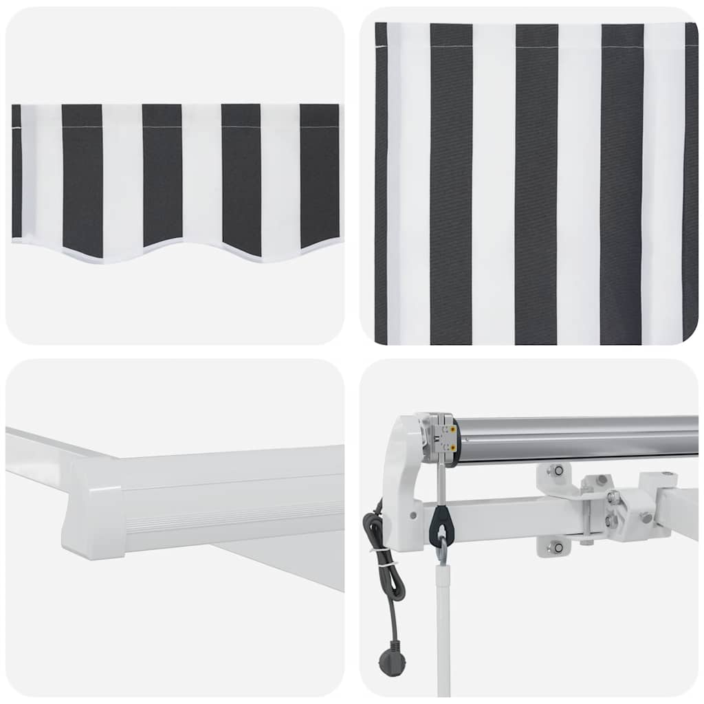 Markise Automatisch Einziehbar Anthrazit und Weiß 600x300 cm
