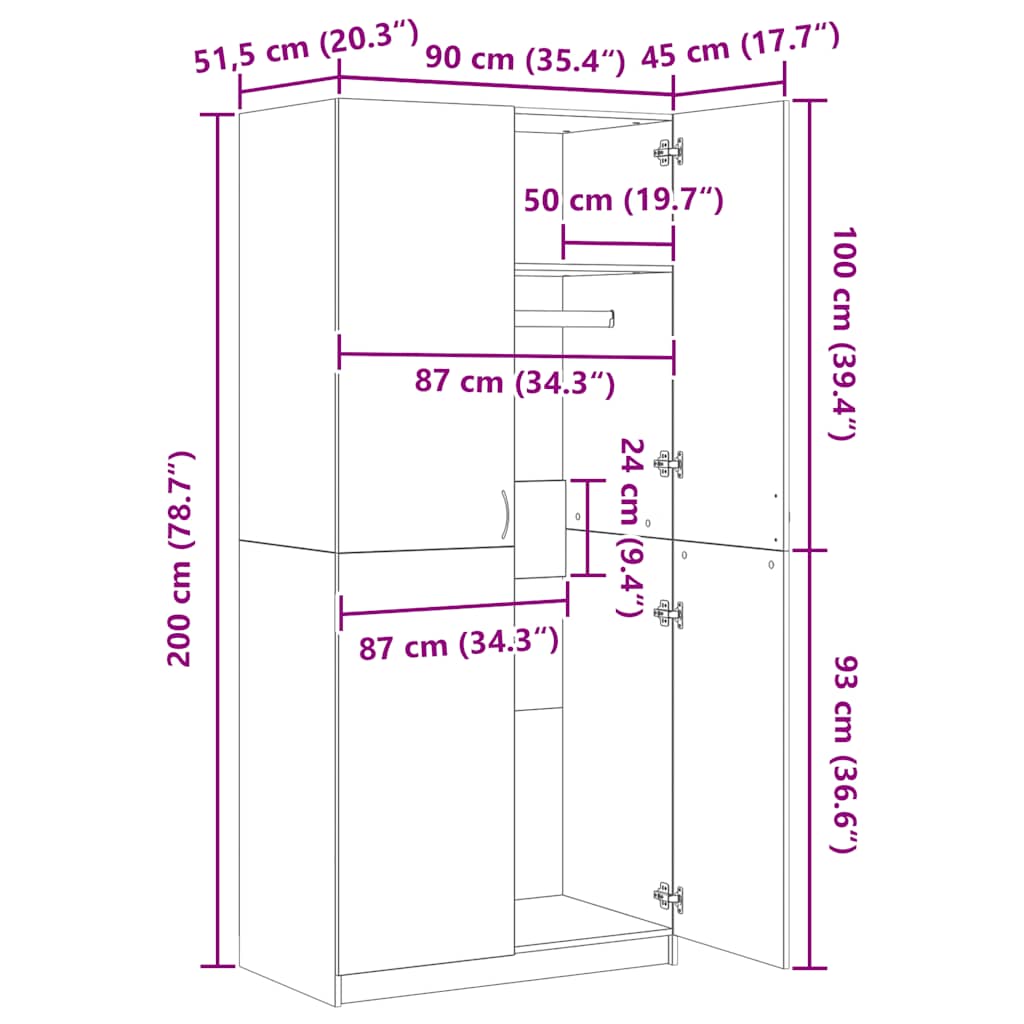 Kleiderschrank Altholz-Optik 90x52x200 cm Holzwerkstoff