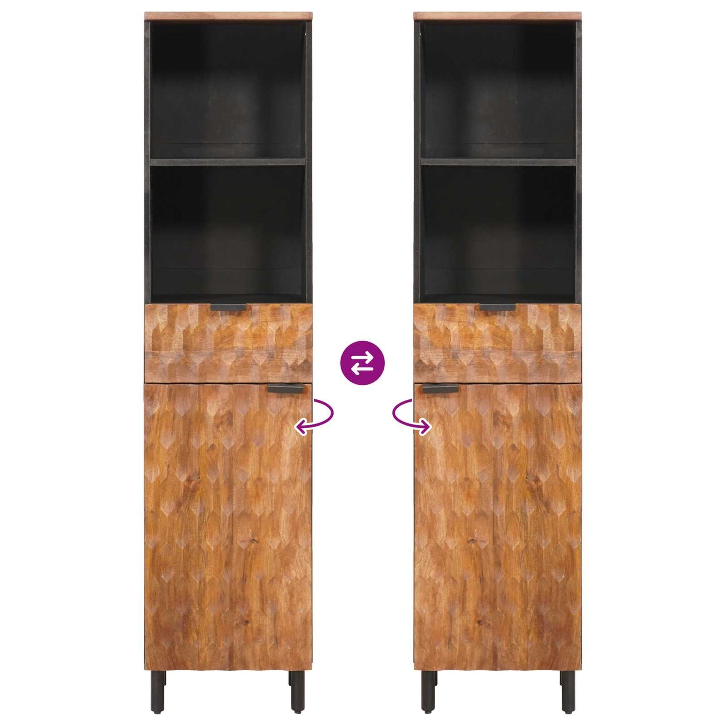 Badezimmerschrank Braun 38 x 33 x 160 cm Massivholz Mango