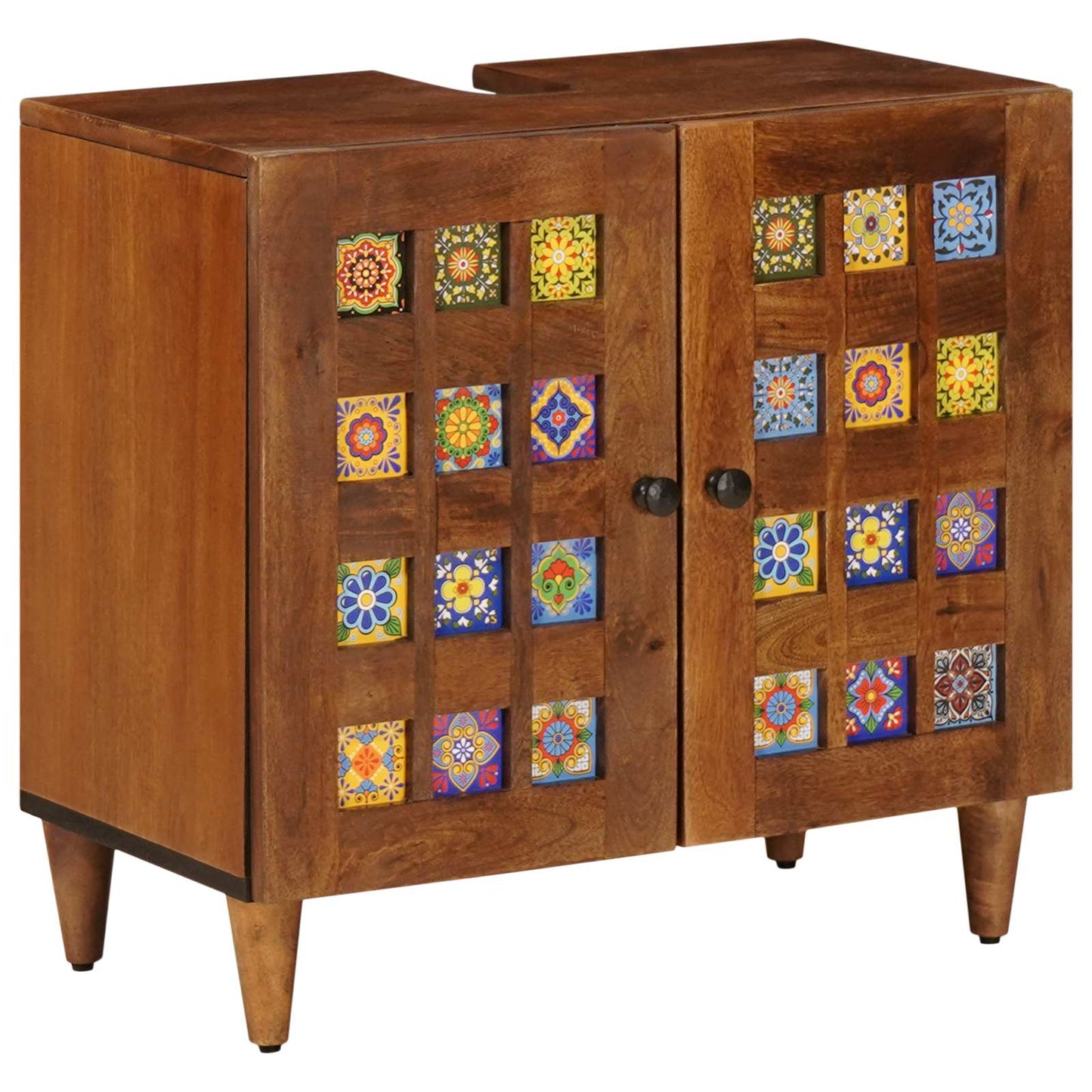 Waschbeckenschrank mit Speicher mit Tür Walnuss 62 x 33 x 58 cm