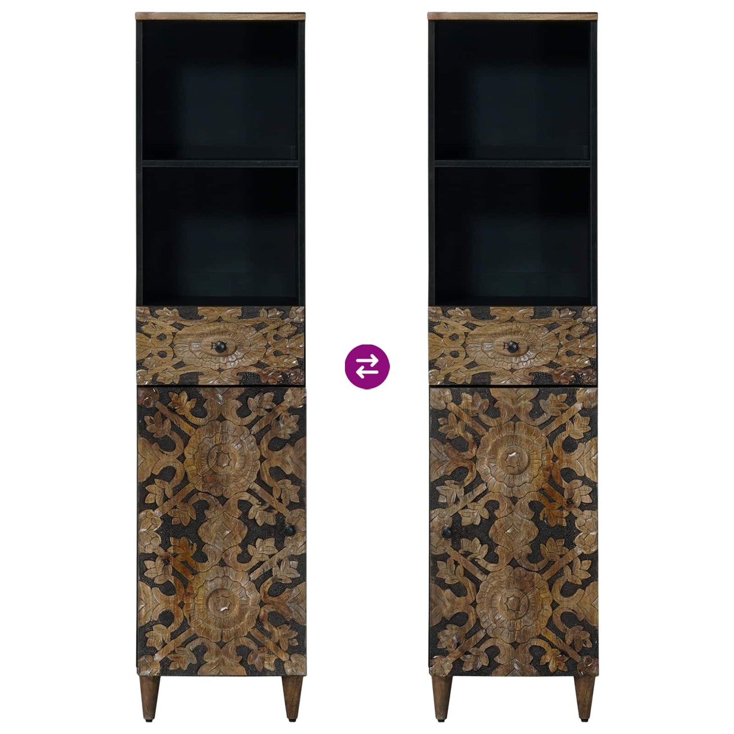 Badezimmerschrank Braun 38 x 33,5 x 160 cm Massivholz Mango